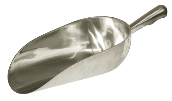 Fotografija izdelka Zajemalka krme iz aluminija 900 g okrogla