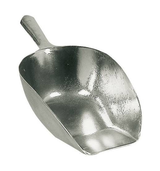 Fotografija izdelka Zajemalka za krmo iz aluminija 2500 g - kotna