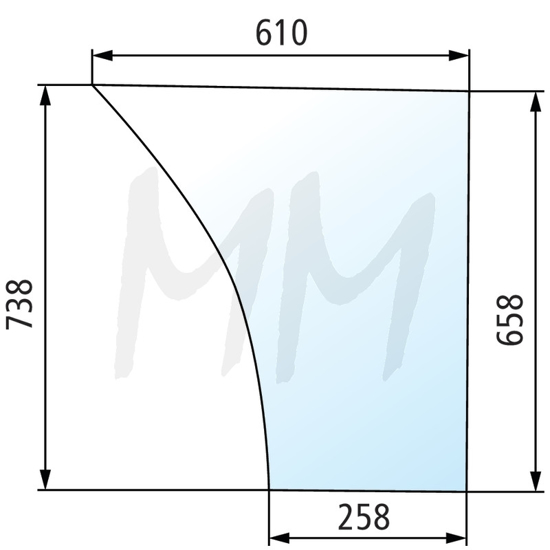 Fotografija izdelka Steklo za vrata kabine, spodaj MASSEY FERGUSON