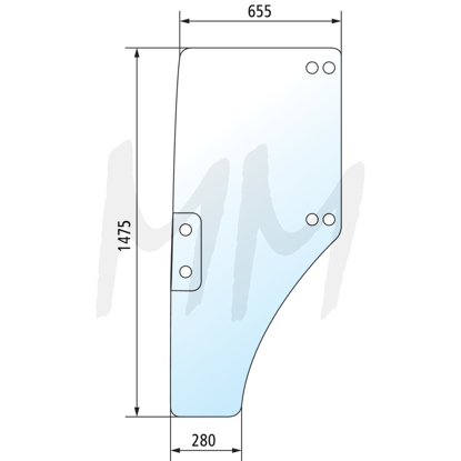 Fotografija izdelka Steklo za vrata John Deere