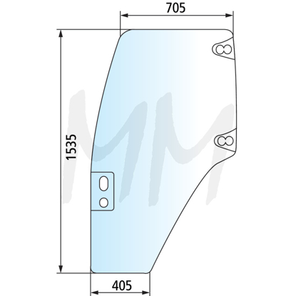 Fotografija izdelka Steklo za vrata New Holland in Case IH, levo