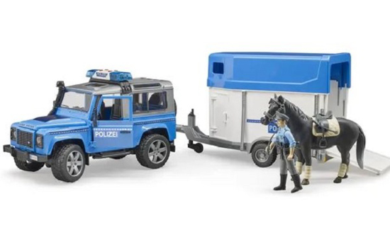 Fotografija izdelka Igrača policijski avto Land Rover s konjsko prikolico