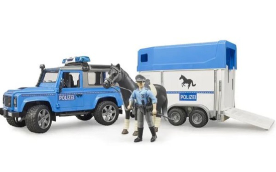 Fotografija izdelka Igrača policijski avto Land Rover s konjsko prikolico