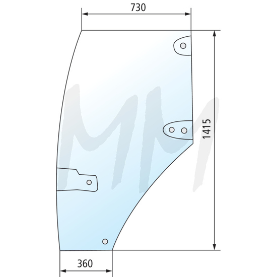 Fotografija izdelka Steklo za vrata McCormick in Case IH, levo