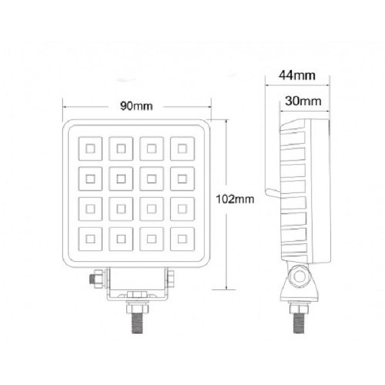 Fotografija izdelka Luč delovna LED kvadrat 16x3 W / 9 - 32V/48 W s stikalom