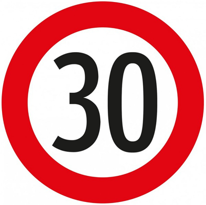 Prikaži podrobnosti za  Nalepka 30 km/h Fotografija izdelka Nalepka 30 km/h
