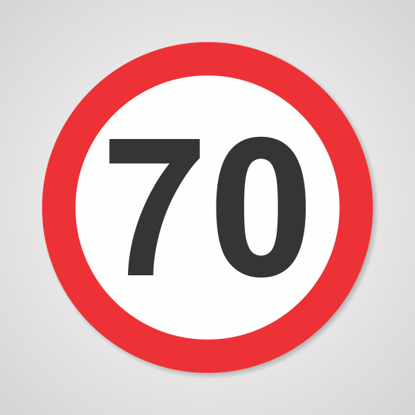 Prikaži podrobnosti za  Nalepka omejitve hitrosti  70 km/h Fotografija izdelka Nalepka omejitve hitrosti  70 km/h