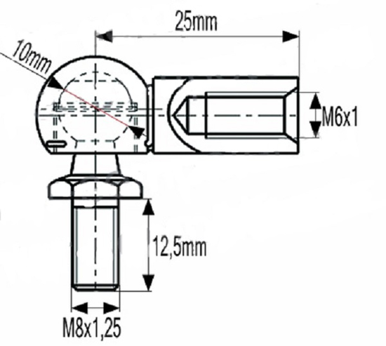 Fotografija izdelka Zglob amortizerja M8 x 1,2