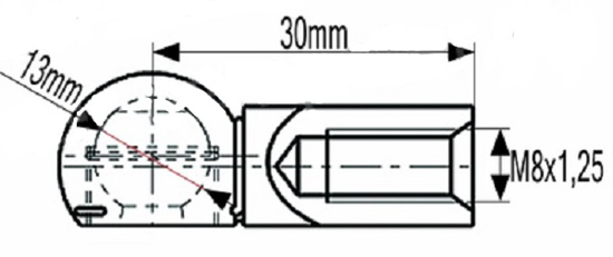 Fotografija izdelka Priključek amortizerja  M8, Fi : 13mm