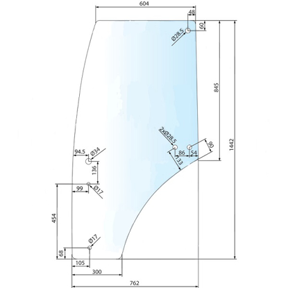 Prikaži podrobnosti za  Steklo vrat LEVO John Deere Fotografija izdelka Steklo vrat LEVO John Deere