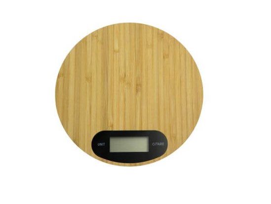 Fotografija izdelka Digitalna kuhinjska tehtnica  okrogla - bambus  do 5 kg