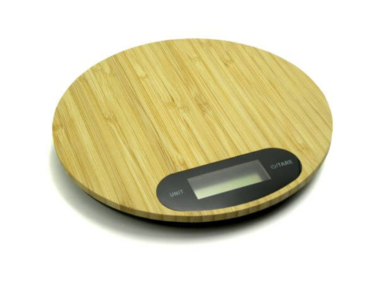 Fotografija izdelka Digitalna kuhinjska tehtnica  okrogla - bambus  do 5 kg