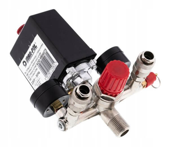 Fotografija izdelka Regulator tlaka z manometri in presostatom za kompresor