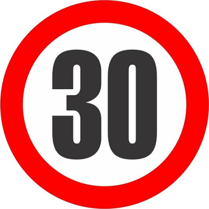 Fotografija izdelka Nalepka omejitev hitrosti 30 km/h, fi = 158 mm
