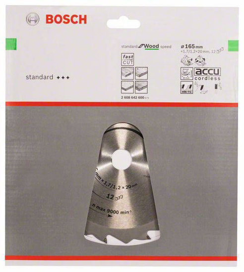 Fotografija izdelka List za krožno žago Optiline Wood Bosch (165 x 20 mm - 12 zob)