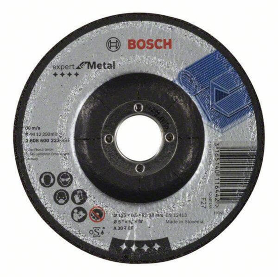 Fotografija izdelka Brusna plošča kolenasta groba Bosch (125 x 22,23 x 6 mm)