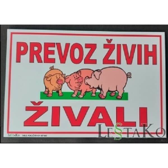 Fotografija izdelka Tabla opozorilna za  prevoz živih živali - prašiči