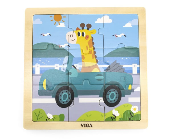 Fotografija izdelka Igrača Puzzle na tabli z 9 elementi- avto, Milly Mally