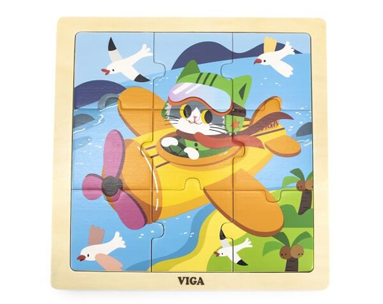 Fotografija izdelka Igrača Puzzle na tabli z 9 elementi  - letalo, Milly Mally