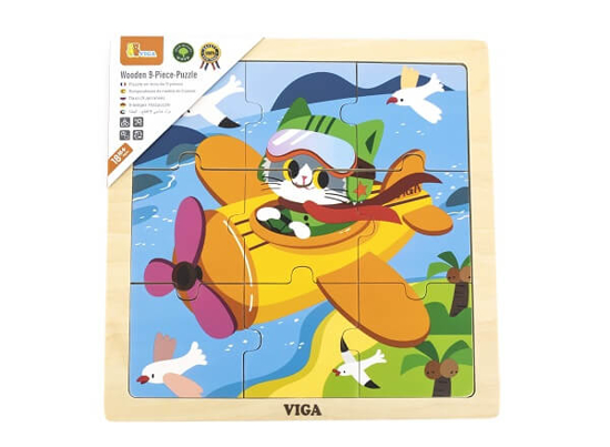 Fotografija izdelka Igrača Puzzle na tabli z 9 elementi  - letalo, Milly Mally
