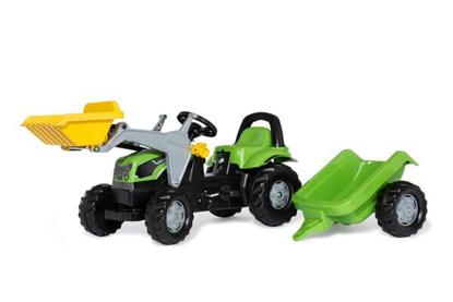 Prikaži podrobnosti za  Igrača TRAKTOR rollyKid Deutz-Fahr z nakladačem in prikolico, ROLLY TOYS Fotografija izdelka Igrača TRAKTOR rollyKid Deutz-Fahr z nakladačem in prikolico, ROLLY TOYS