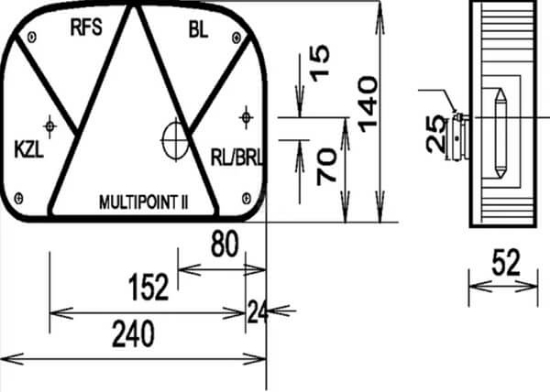 Fotografija izdelka Svetilka stop Aspock Multipoint II, 5-polna, desna