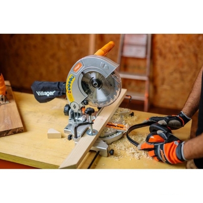 potezna kotna žaga, Villager VMS 1100-210, žaga 210 mm, kotna žaga, žaga z močjo 1100 W, premer žaginega lista, rezanje 45° in 90°, kolektorski motor, žaga za profesionalce, mehanizacija Miler, kmetijska mehanizacija