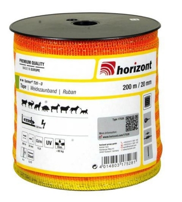 traks za ograje, oranžen trak za ograjo, Farmer trak, trak za kratke ograje, trak z UV zaščito, trak za ograjo z visoko odpornostjo, ograja polietilen, visoka trdnost loma, 200 m trak, trak za kmetijske ograje, trak za električne ograje, polietilenski trak za ograjo