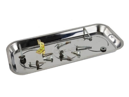 magnetna posoda, posoda za vijake, posoda za kovinske dele, magnetni pladenj, kovinska posoda, pladenj za delavnico, shranjevanje kovinskih delov, posoda za orodje, posoda z magnetom, delovni pladenj