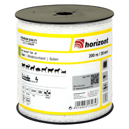 Fotografija izdelka Trak za el. pastir 20 mm, 200 m, bel