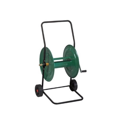 mehanizacija miler, kmetijska mehanizacija, kmetijska oprema, voziček za cev, vrtna oprema, navijalnik cevi, jeklena konstrukcija, medeninasti priključki, cev 50 m