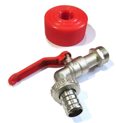 priključek za IBC, IBC pipa 3/4", IBC rezervoar priključek, 60 mm adapter IBC, IBC ventil, pipa za IBC cisterno, IBC spojka, IBC rdeč priključek, rezervoar voda adapter, 59 mm IBC priklop