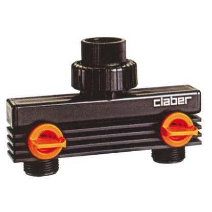 delilnik vode CLABER, razdelilnik 3/4", vrtni priključek 3/4", vodni delilnik 2 izhoda, razdelilec za cev, CLABER 3/4", razcepka za vrtno cev, dvostranski izhod za zalivanje, priključek za cev CLABER, razdelilnik z dvojnim izhodom