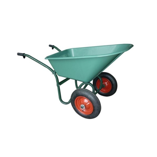 dvokolesna samokolnica, samokolnica 100 L, PVC kad, samokolnica z napihljivimi kolesi, gradbena samokolnica, samokolnica zelena, robustna samokolnica, transportna kad, samokolnica z dvema kolesoma, vrtna samokolnica