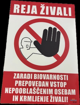 Fotografija izdelka Tabla z napisom  REJA ŽIVALI A4