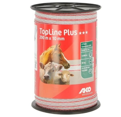 trak za električnega pastirja, trak TopLine Plus, trak za pašne ograje, električni pastir trak 10mm, trak za pašne živali, trak za ograjo 500m, TriCOND trak za pastirja, trak za električne ograje, rdeč trak za pastirja, kmetijska oprema, kmetijska mehanizacija