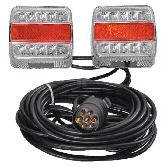 komplet LED luči, magnetne prikolice luči, 12V luči za prikolico, KRAMP LED set, Gopart zadnje luči, univerzalni komplet luči, LED zadnje luči s kablom, magnetna montaža luči, 7-pinski vtič luči, LED osvetlitev registrske tablice