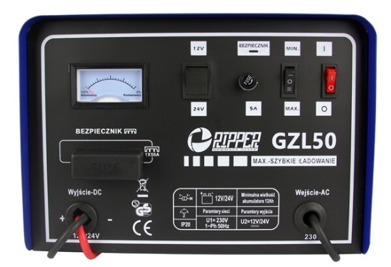 Fotografija izdelka Polnilec za akumulator 12/24V  GZL-50 30A  Ripper