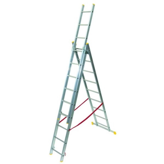 3-delna lestev ALU, Maurer 3x7, aluminijasta lestev EN 131, nastavljiva lestev, protizdrsna lestev, varna lestev