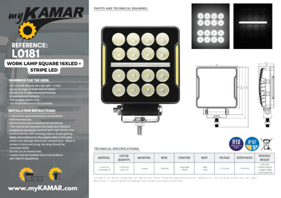 Fotografija izdelka Žaromet  delovni 16x LED + LED trak
