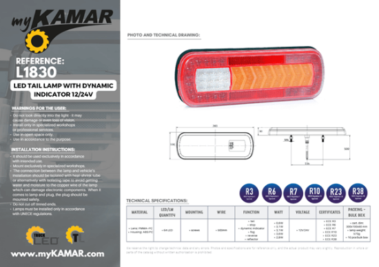 Fotografija izdelka Svetilka stop LED 12/24