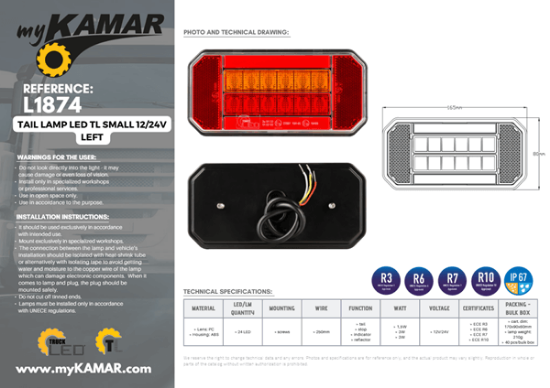 Fotografija izdelka Svetilka stop LED TL 12/24V, leva