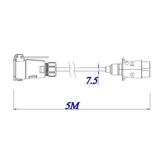 Fotografija izdelka Kabel 7-polni 5m VTIKAČ/ VTIČNICA