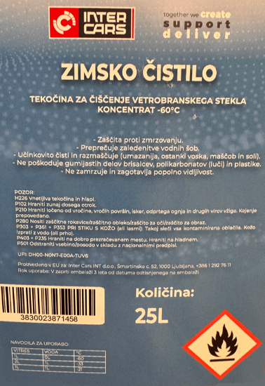 Fotografija izdelka Zimska tekočina za steklo -60° 25 L