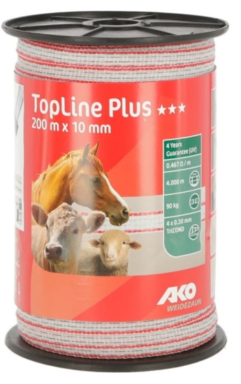 Fotografija izdelka Trak za pašne ograje TopLine Plus, 200 m x 10 mm