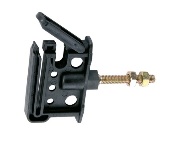 vpenjalni izolator, izolator za elektro ograjo, izolator za vrv, izolator za trak, dvomatični izolator, pritrditev ograje, izolator plastika, pocinkana opora, trak do 40 mm, vrv do 6 mm