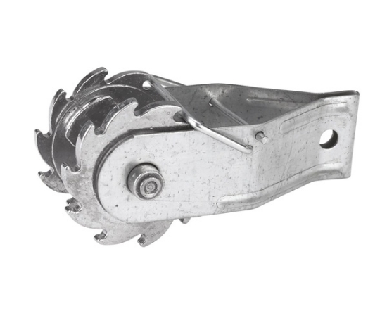 zobnik za napenjanje žice, izoliran zobnik, napenjalec za žico, napenjanje pletenice, napenjanje vrvice, zobnik z izolatorjem, električna ograja, pripomoček za pašnik, robusten zobnik, varna izolacija