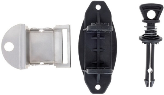 AKO Premium izolator, TITAN izolator, vratni izolator, napenjalni izolator, izolator za trak, trak do 40 mm, izolator z nerjavnim jeklom, robusten izolator, poliamidni izolator, izolator za vrata