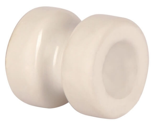 porcelanasti izolator, kotni izolator, profesionalni izolator, trpežen izolator, električne ograje, visoka odpornost, natezna obremenitev, obešanje, bela, 42 mm