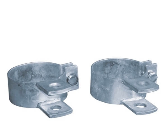 objemka za pašna vrata, kovinska objemka, vroče pocinkana, pritrditev pašnih vrat, robustna objemka, zaščita proti koroziji, nadzorovan dostop, pašniki, zanesljiva pritrditev, objemka par